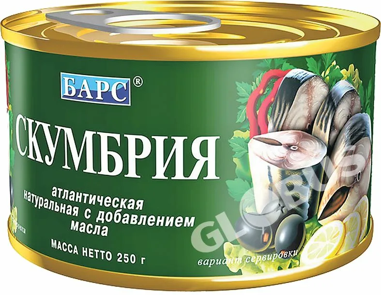 Скумбрия атлантическая натуральная с добавлением масла 250г