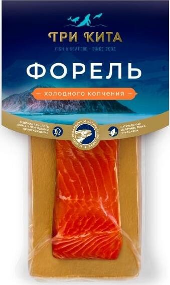 Форель холодного копчения кусок Три Кита 200г